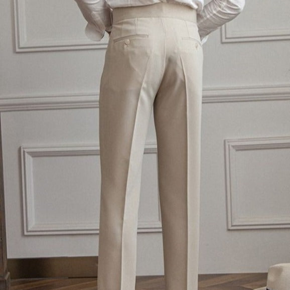 Elegante Pantalone Uomo Sartoriale Piega Gamba Dritta