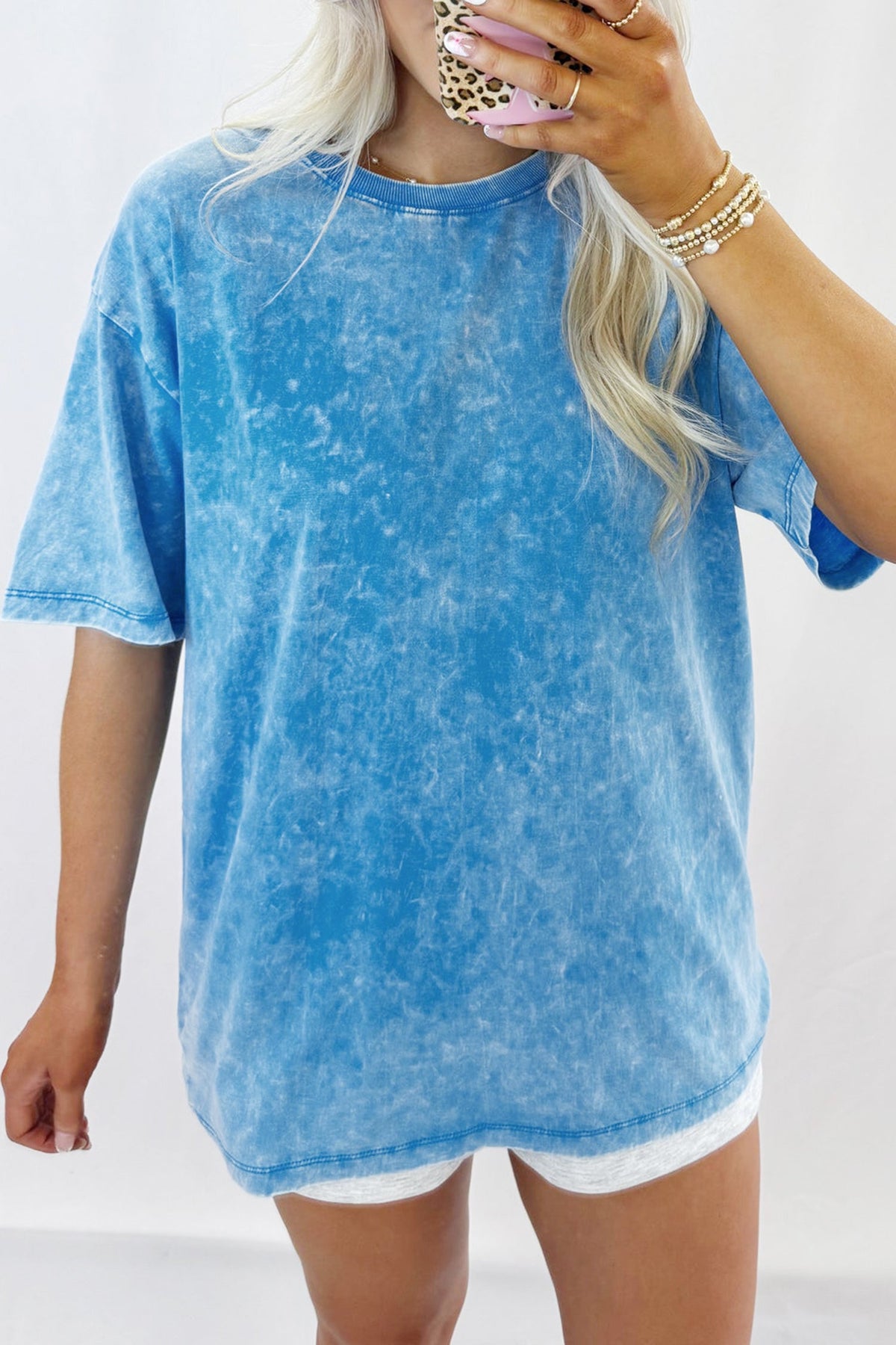 T-shirt Oversize Blu Effetto Lavaggio Minerale