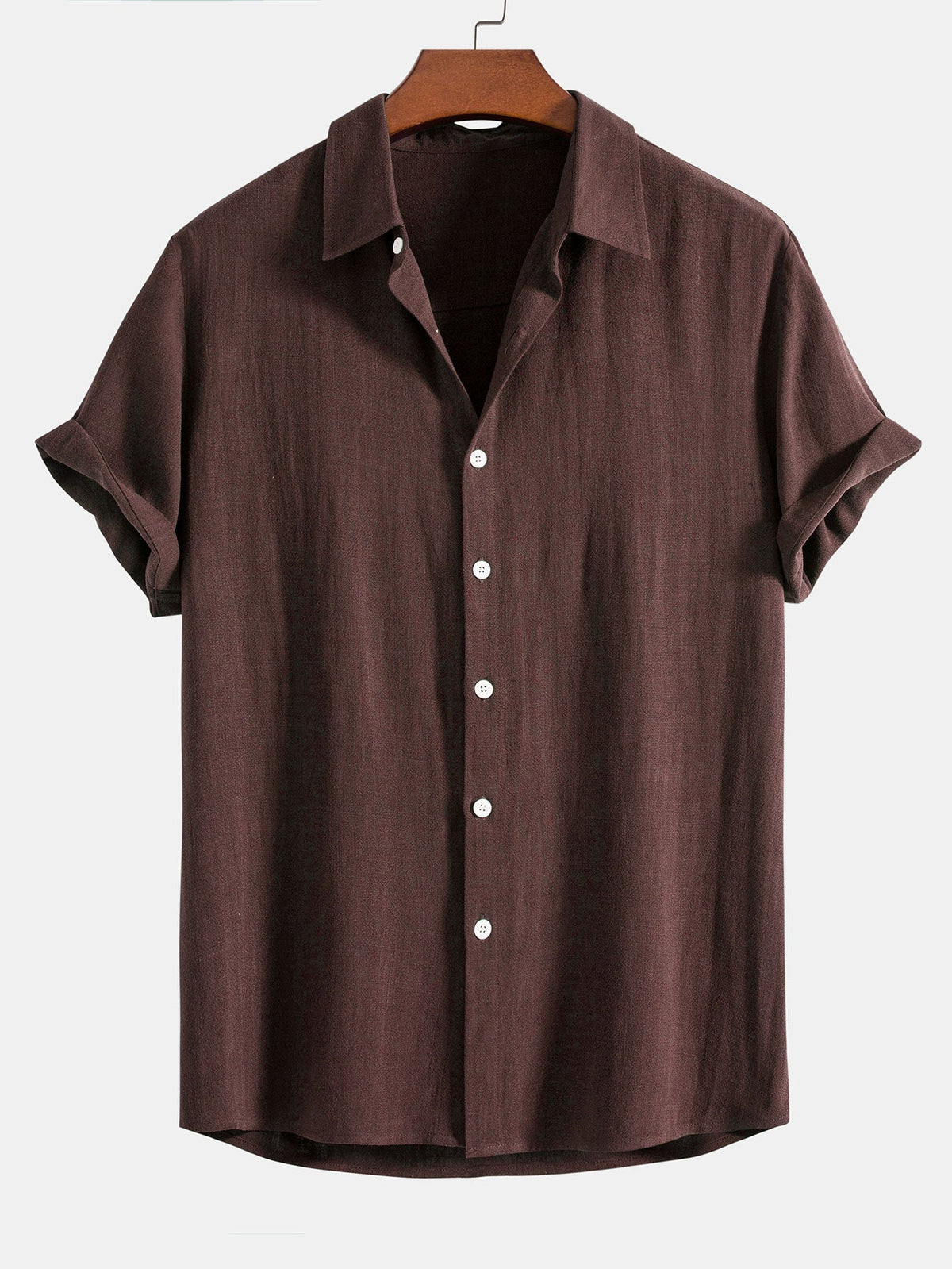 Camicia Uomo in Misto Lino a Maniche Corte | Camicia Estiva Traspirante Vestibilità Relaxed con Chiusura a Bottoni