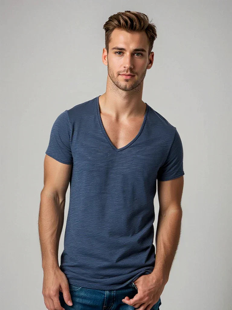 T-shirt da uomo con scollo a V