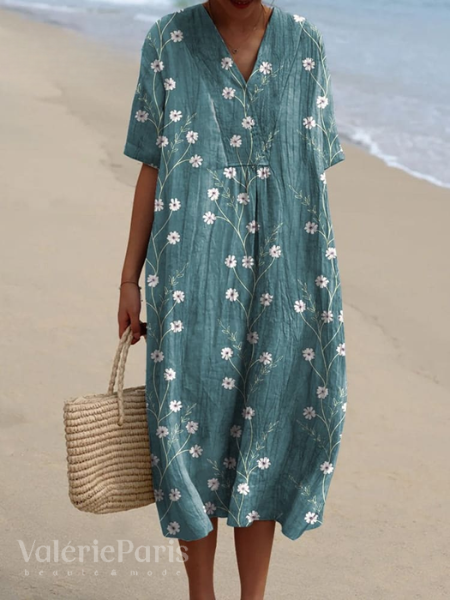 Vestito Estivo a Fiori da Donna | Abito Leggero e Traspirante con Taglio Morbido e Silhouette Fluida per Mare e Vacanze