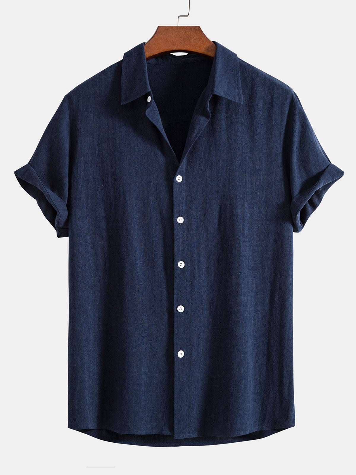 Camicia Uomo in Misto Lino a Maniche Corte | Camicia Estiva Traspirante Vestibilità Relaxed con Chiusura a Bottoni