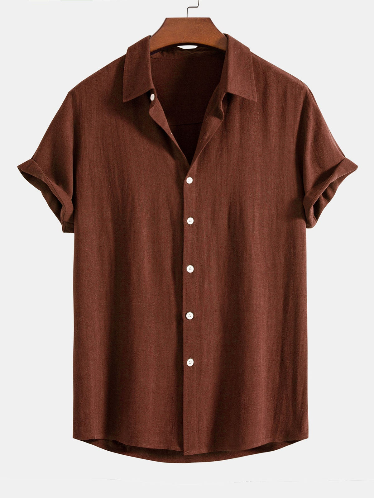 Camicia Uomo in Misto Lino a Maniche Corte | Camicia Estiva Traspirante Vestibilità Relaxed con Chiusura a Bottoni