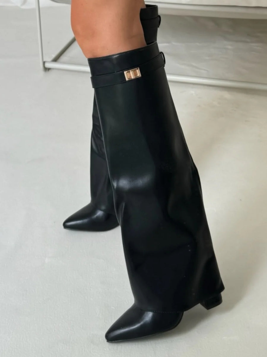 Evy | Stivali da Donna Eleganti in Camoscio Pregiato con Dettagli Dorati