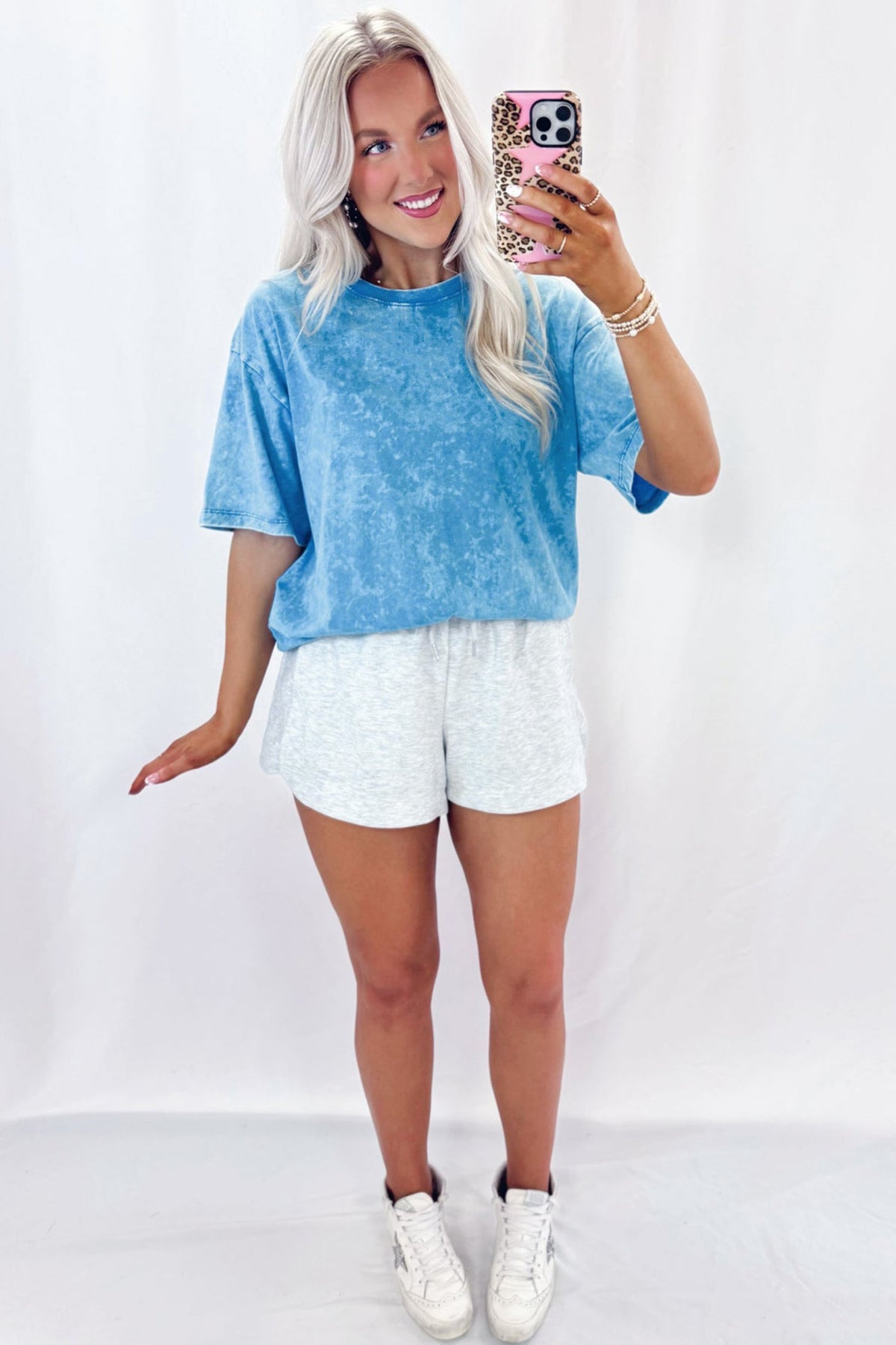 T-shirt Oversize Blu Effetto Lavaggio Minerale