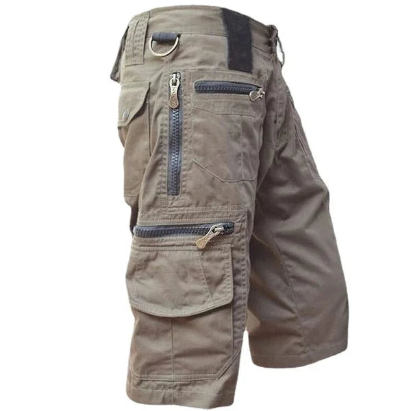 Pantaloncini Cargo da Uomo con Tasche Multiple e Zip Stile Outdoor