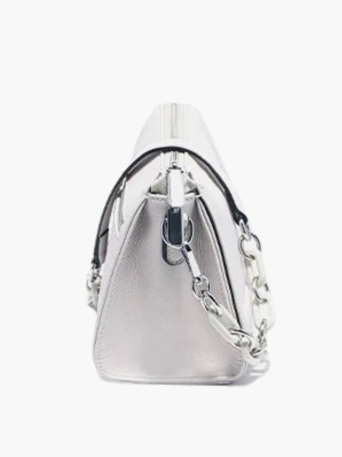 Borsa a tracolla donna in pelle sintetica con catena e chiusura zip compatta