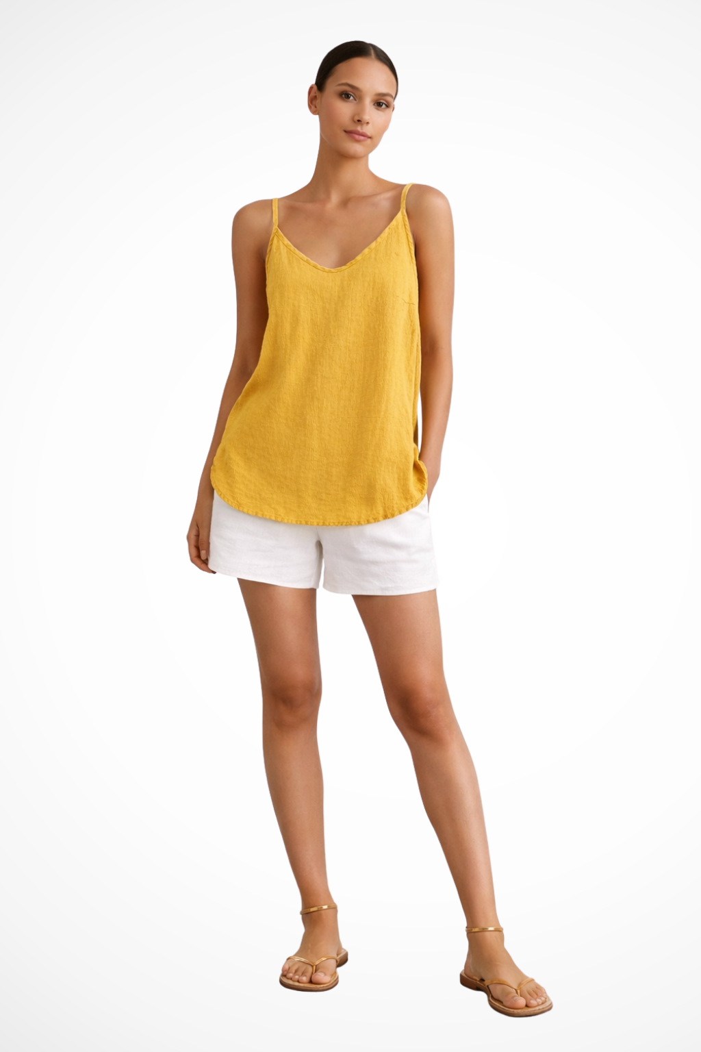 Nerina | Top Primaverile in Lino con Spalline Sottili da Donna