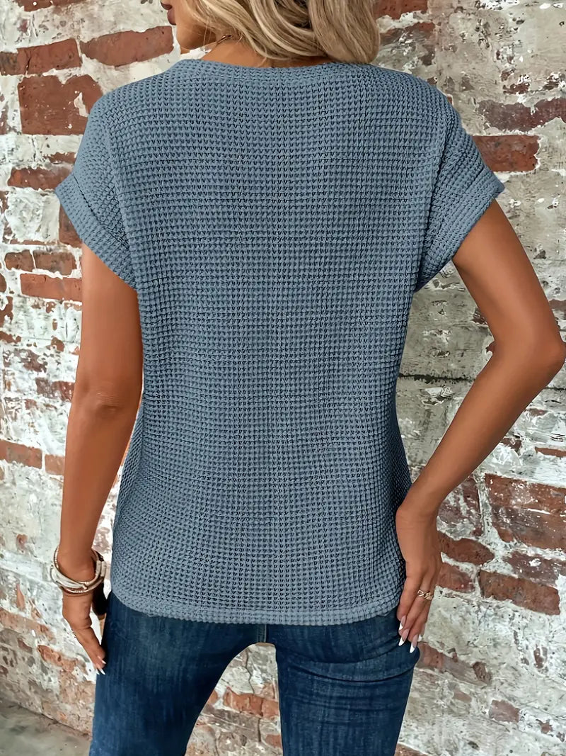 T-shirt Estivo da Donna con Maniche Corte e Girocollo in Tessuto Leggero