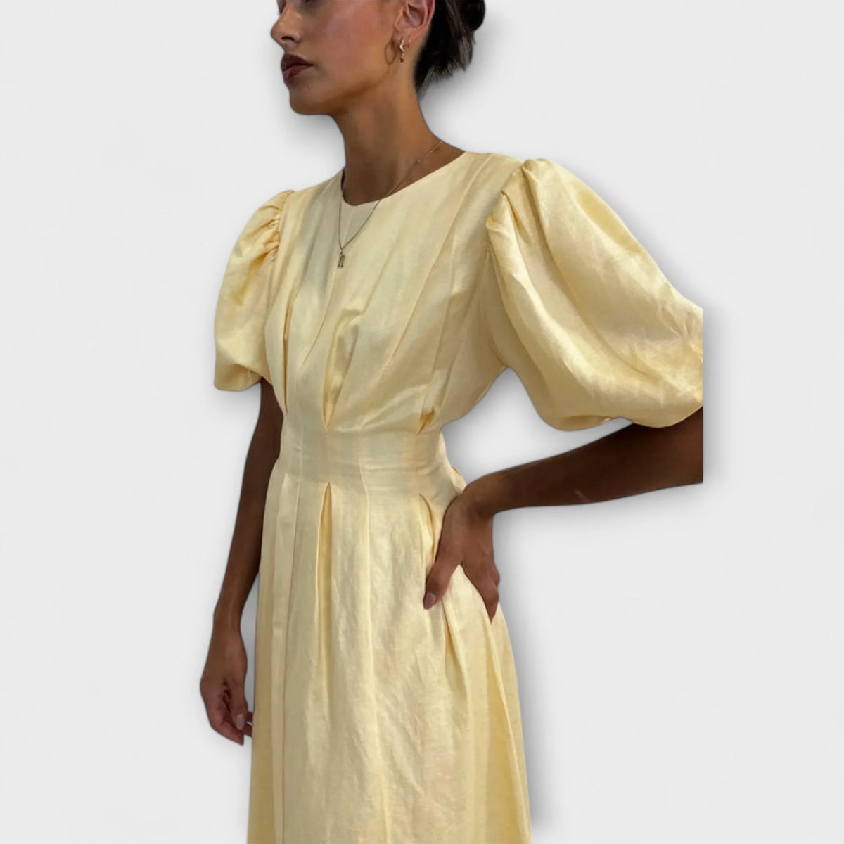 Josephine - Abito Maxi Giallo Burro Leggero per Eventi Estivi