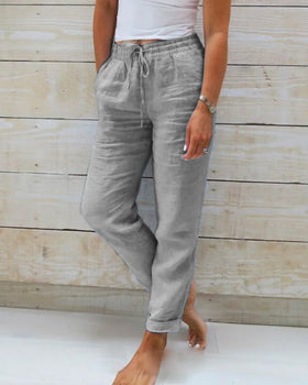 Pantalone Leggero a Vita Elastica Comfort Quotidiano