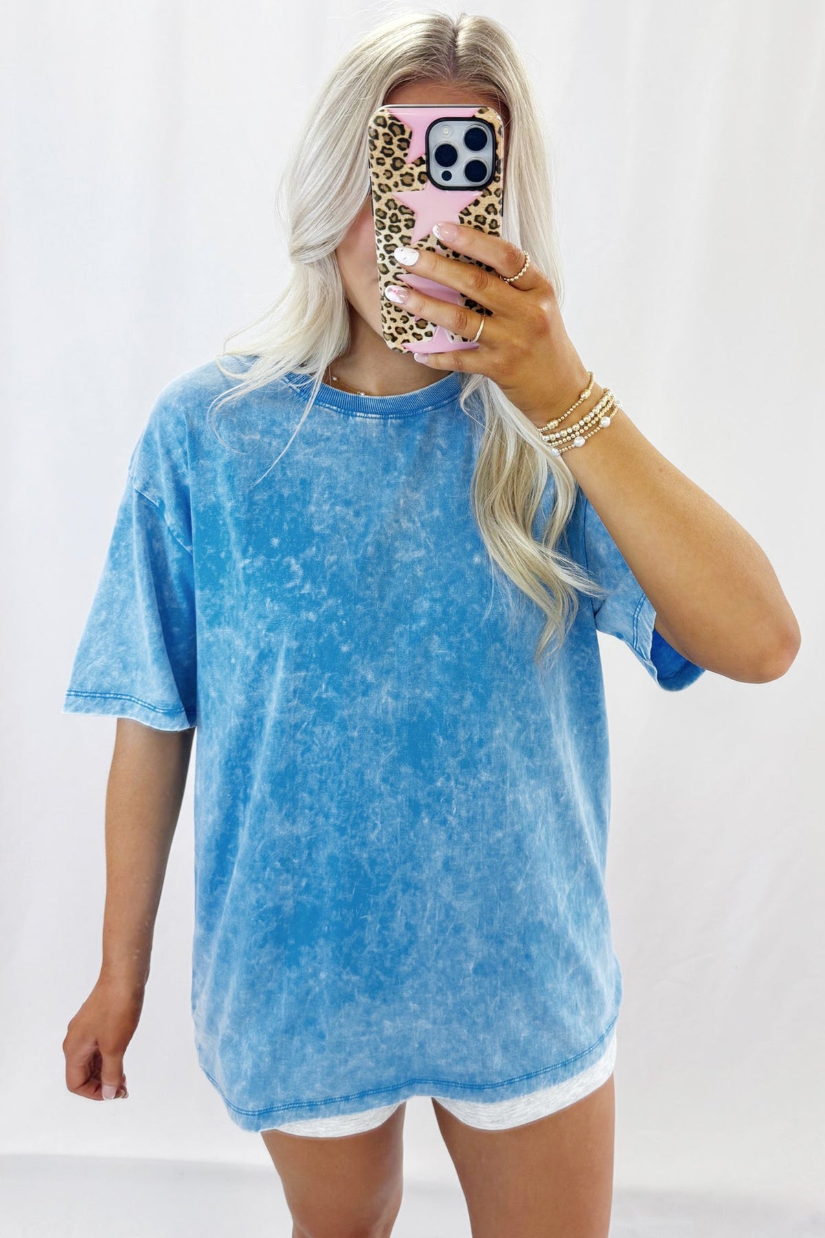 T-shirt Oversize Blu Effetto Lavaggio Minerale