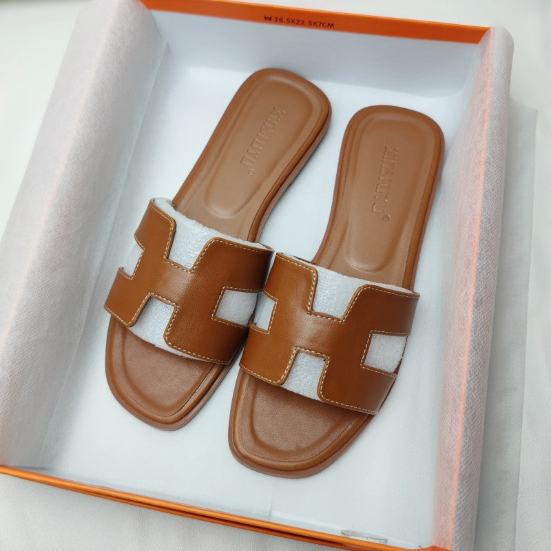Sandali in Pelle da Donna con Fascia ad H e Tacco Basso - Eleganti e Casual