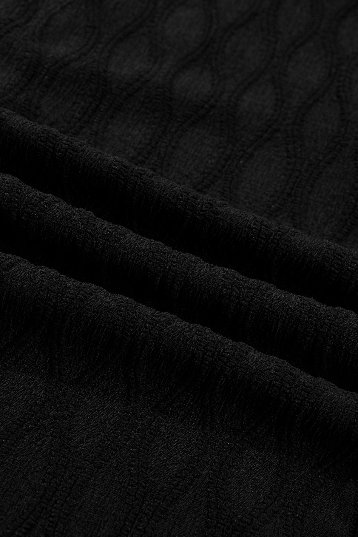 Blusa Testurizzata a Tinta Unita con Scollo a V e Maniche a Sbuffo