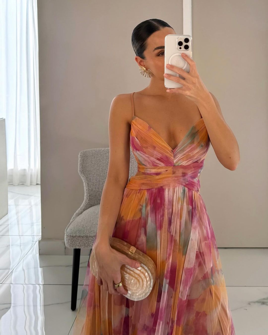 Vestito lungo da donna con stampa floreale