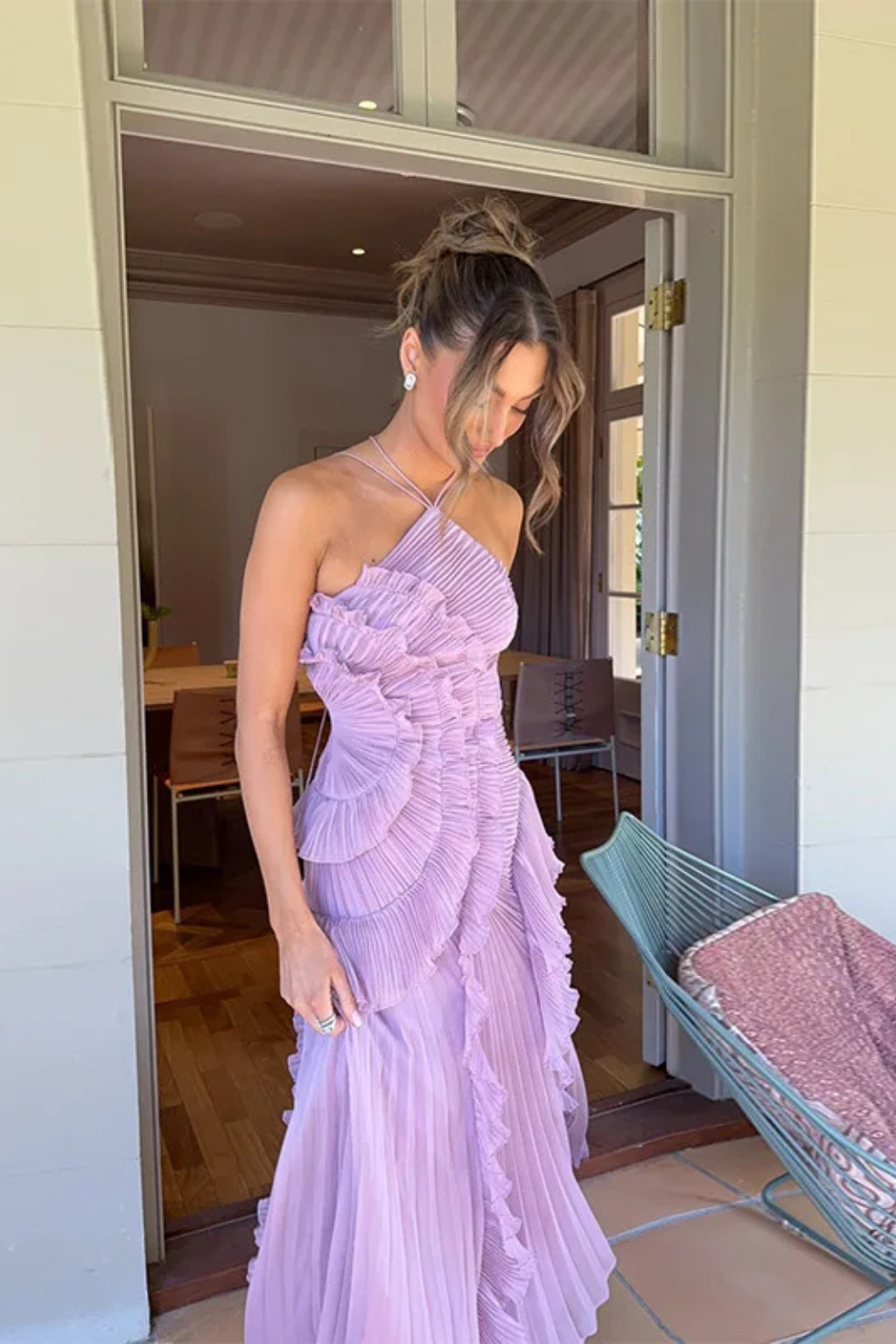 Imogen | Abito Maxi Estivo con Volant, Schiena Scoperta e Collo all'Americana da Donna