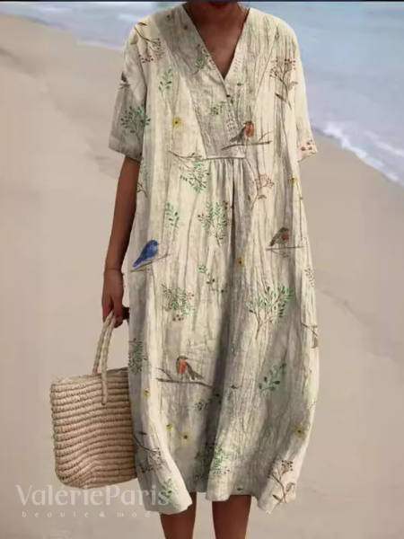 Vestito Estivo a Fiori da Donna | Abito Leggero e Traspirante con Taglio Morbido e Silhouette Fluida per Mare e Vacanze