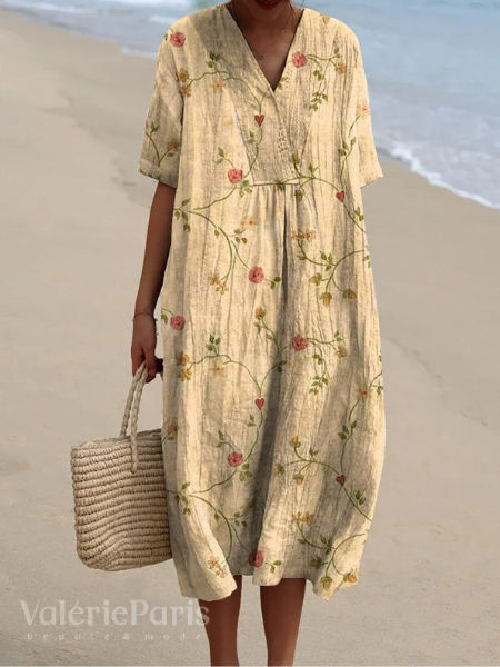 Vestito Estivo a Fiori da Donna | Abito Leggero e Traspirante con Taglio Morbido e Silhouette Fluida per Mare e Vacanze