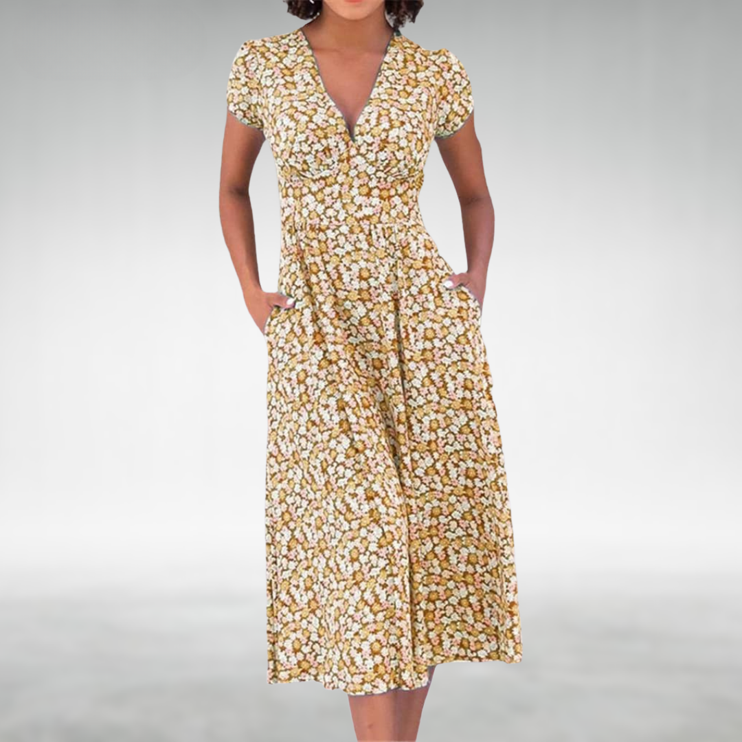 Vestito estivo da donna con scollo a V, stile versatile e senza sforzo