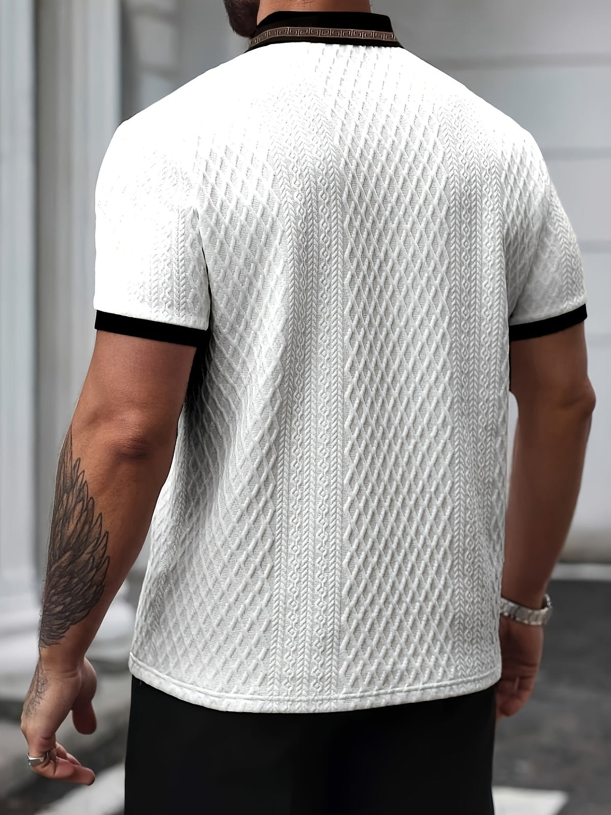Polo da Uomo Testurizzata a Maniche Corte Slim Fit Traspirante