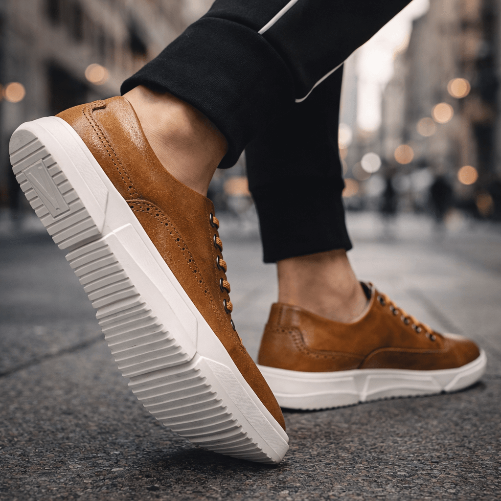 Sneakers Brogue in Pelle