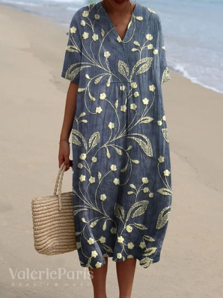 Vestito Estivo a Fiori da Donna | Abito Leggero e Traspirante con Taglio Morbido e Silhouette Fluida per Mare e Vacanze