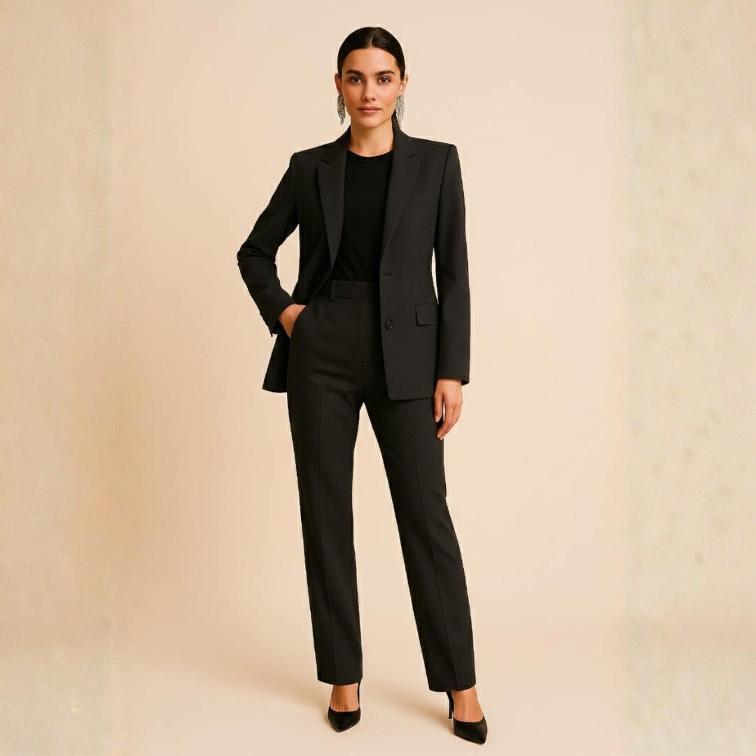 Alba | Completo Blazer Donna Aderente Pantalone Dritto Bottoni