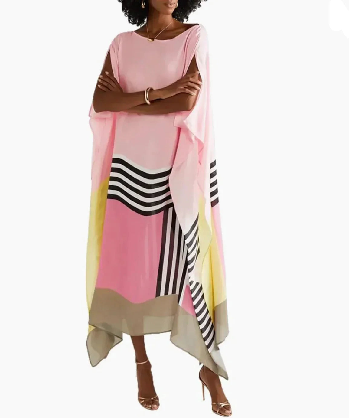 Anika - Pink Kaftan with Candy Stripes