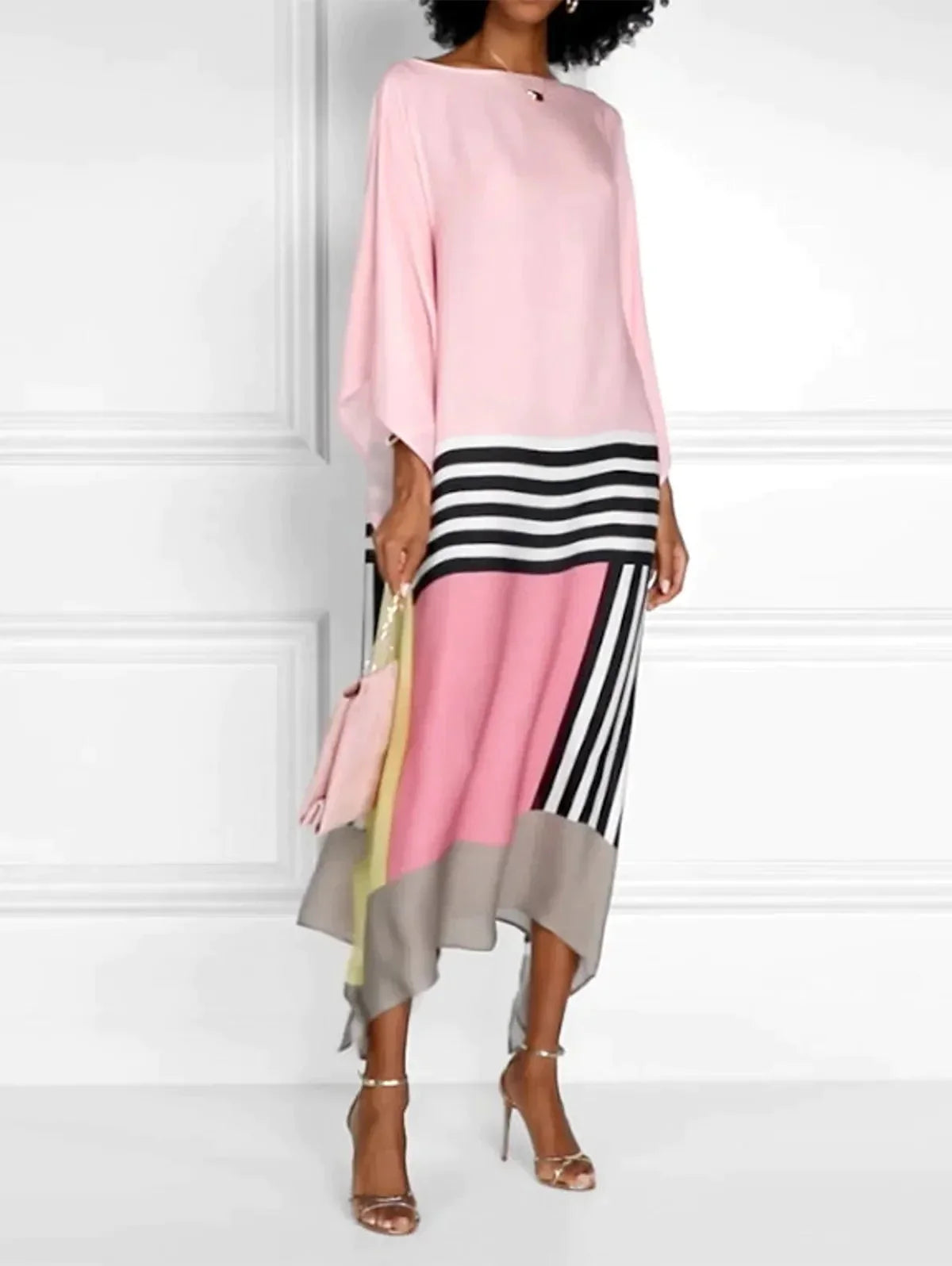 Anika - Pink Kaftan with Candy Stripes