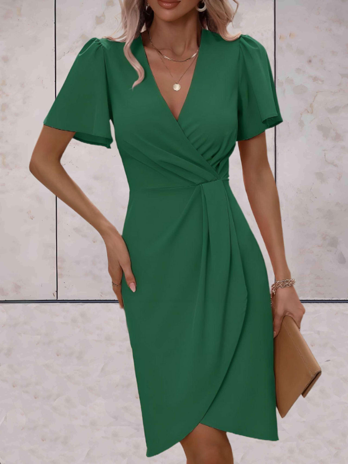 Abito a Portafoglio da Donna – Elegante Abito Incrociato con Scollo a V e Vestibilità Regolabile per Ogni Occasione