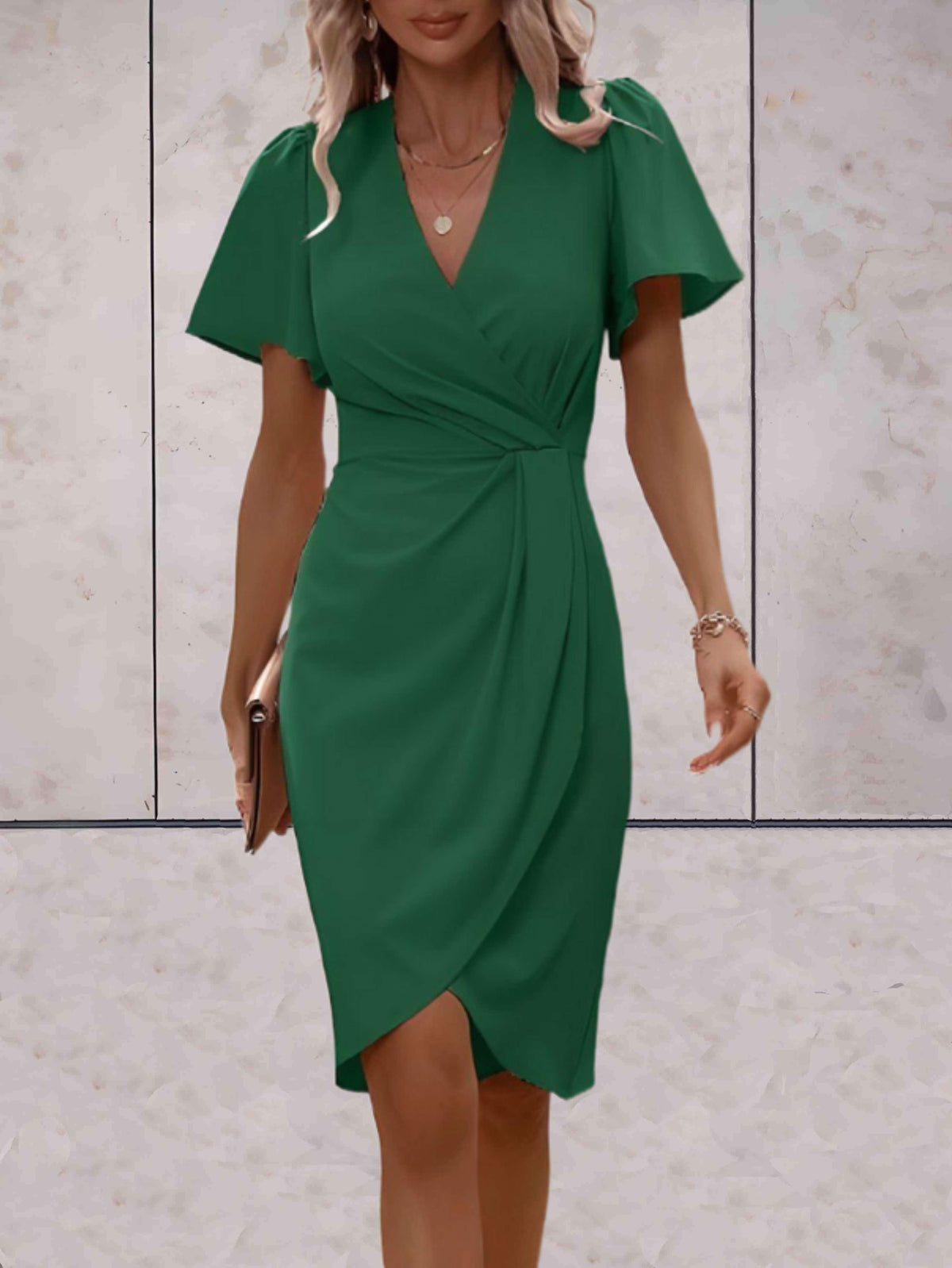 Abito a Portafoglio Donna Harper – Elegante Abito Incrociato con Scollo a V & Taglio Regolabile per Ogni Occasione