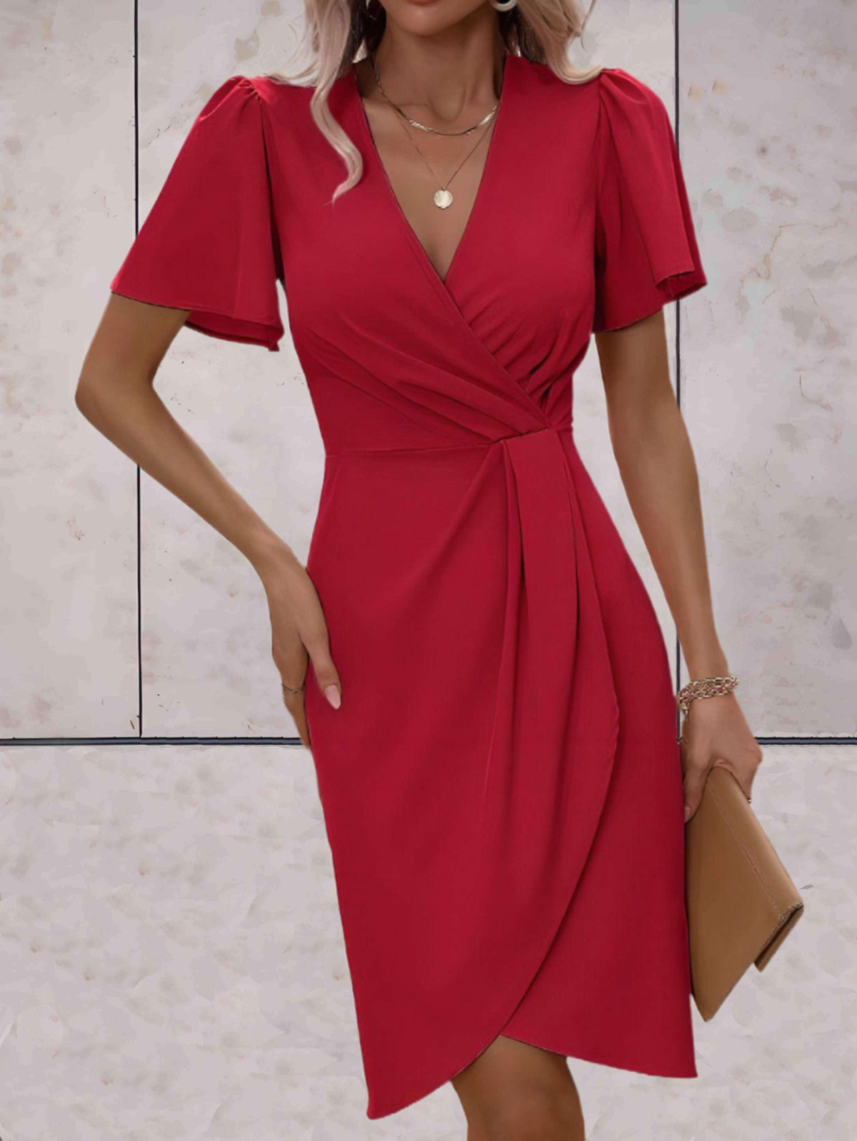 Abito a Portafoglio da Donna – Elegante Abito Incrociato con Scollo a V e Vestibilità Regolabile per Ogni Occasione