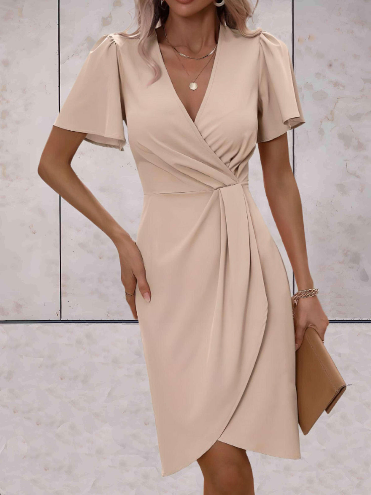 Abito a Portafoglio da Donna – Elegante Abito Incrociato con Scollo a V e Vestibilità Regolabile per Ogni Occasione