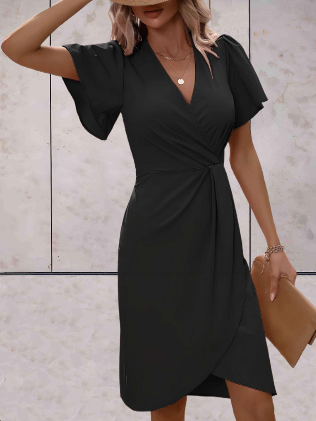 Abito a Portafoglio da Donna – Elegante Abito Incrociato con Scollo a V e Vestibilità Regolabile per Ogni Occasione