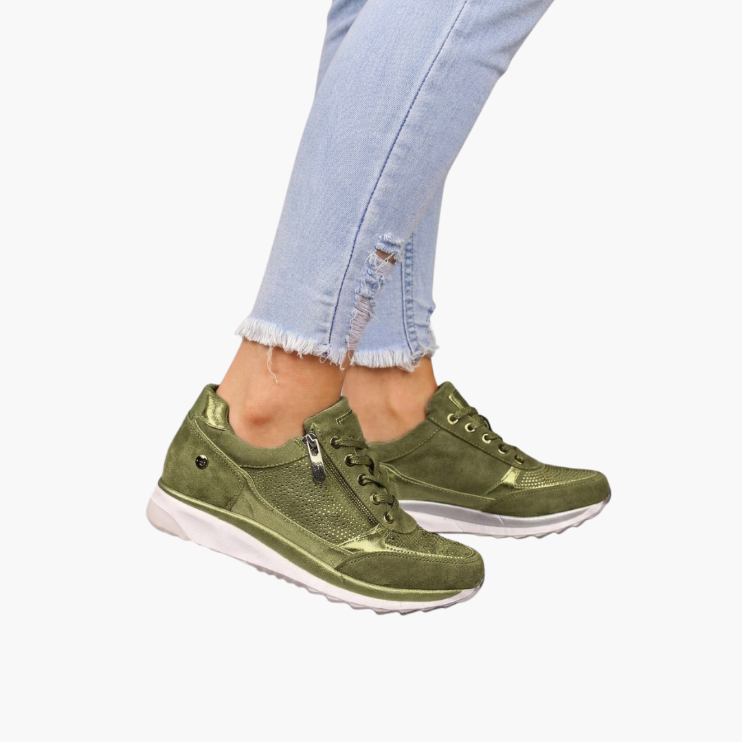 Sneakers stringate da donna con cerniera laterale e suola testurizzata