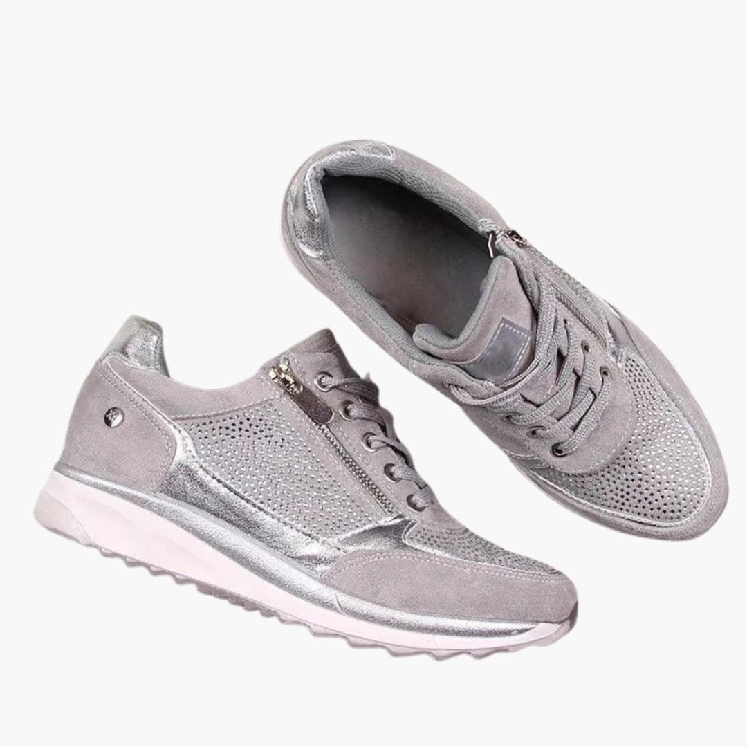 Sneakers stringate da donna con cerniera laterale e suola testurizzata