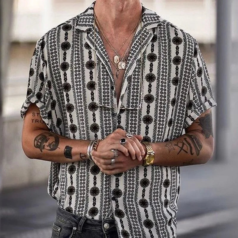 Camicia da uomo con stampa e vestibilità rilassata