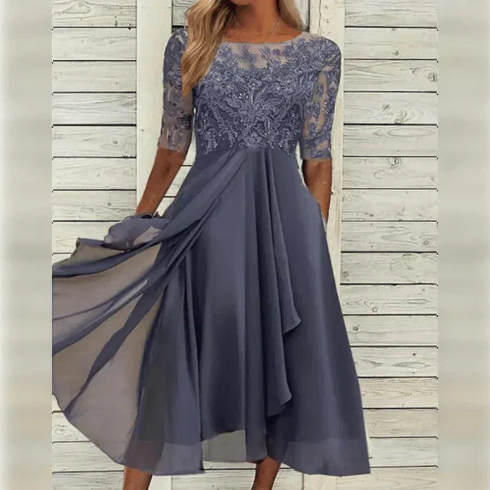 Aria™ - Abito Midi in Pizzo e Chiffon