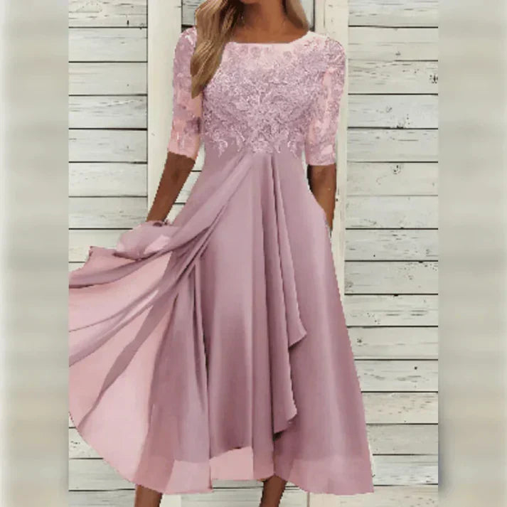 Aria™ - Abito Midi in Pizzo e Chiffon