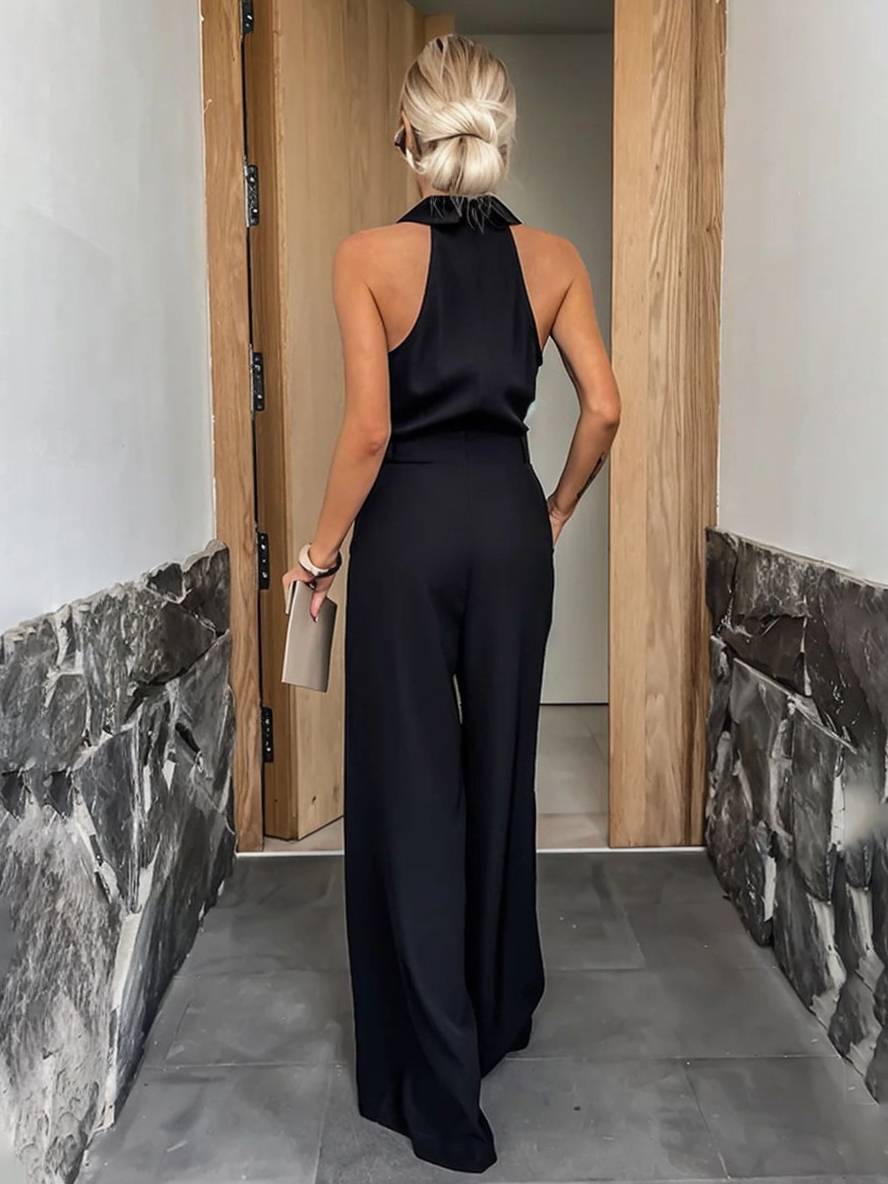 Tuta Palazzo Schiena Scoperta con Cintura – Eleganza Chic