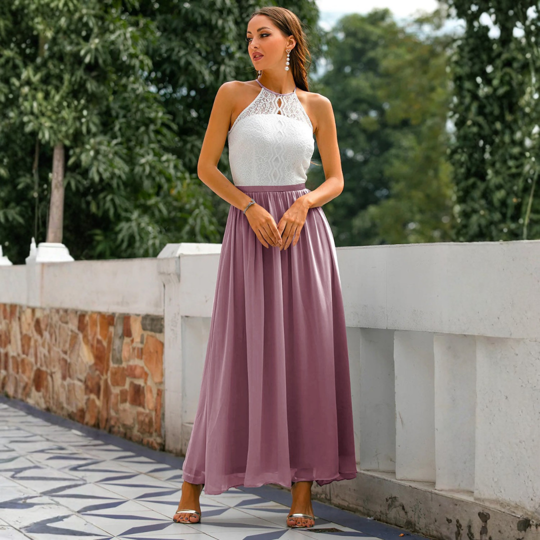 Celia | Gonna Lunga da Invitata al Matrimonio Fluida Donna Vita Alta