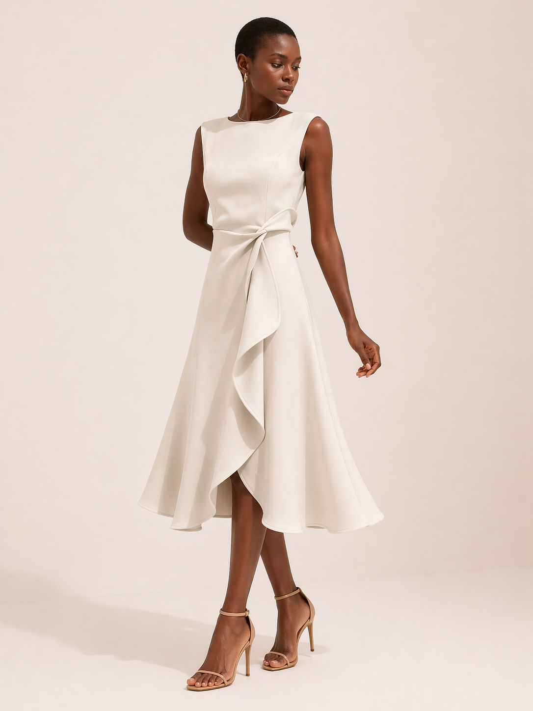 Vestito midi elegante da donna aderente con spacco