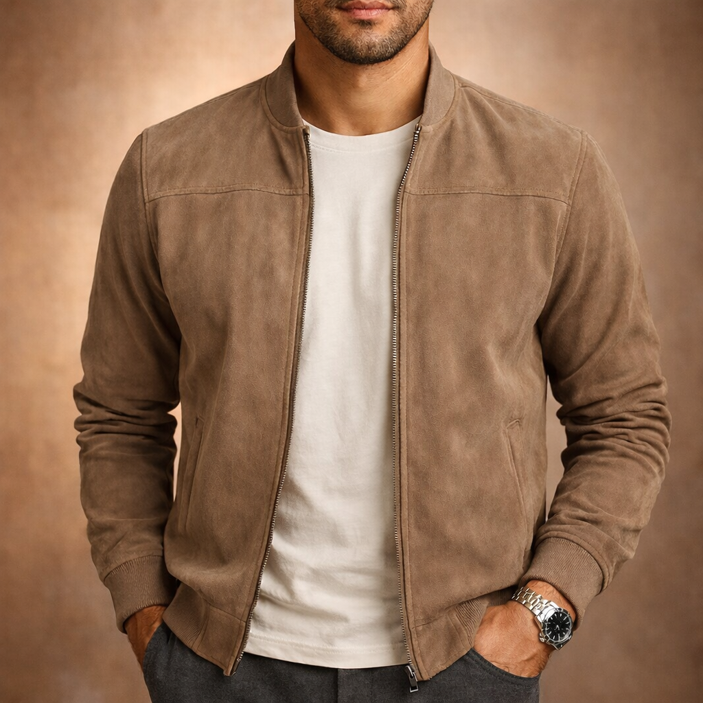 Giacca Bomber da Uomo in Scamosciato Leggera Smart Casual per Tutte le Stagioni