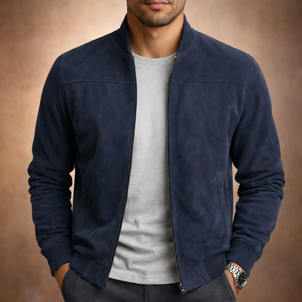 Giacca Bomber da Uomo in Scamosciato Leggera Smart Casual per Tutte le Stagioni