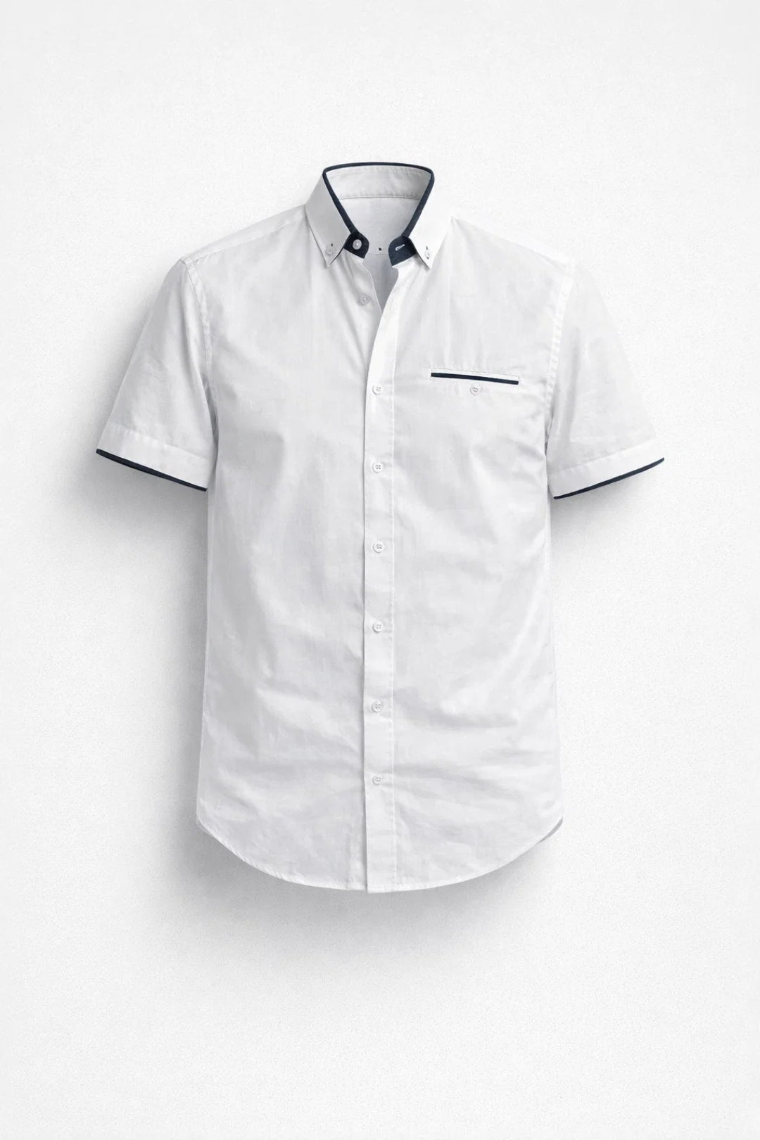 Camicia Uomo - Maniche Corte Collo con Bottoni Profilo a Contrasto | Estate