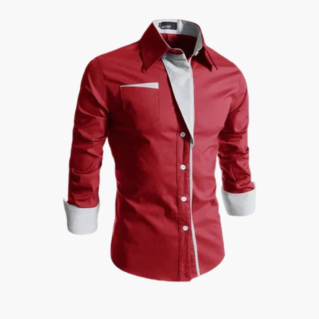 Camicia classica da uomo con bottoni, colletto e polsini a contrasto