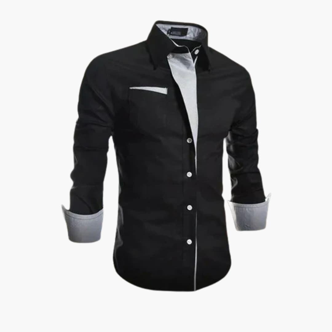 Camicia classica da uomo con bottoni, colletto e polsini a contrasto