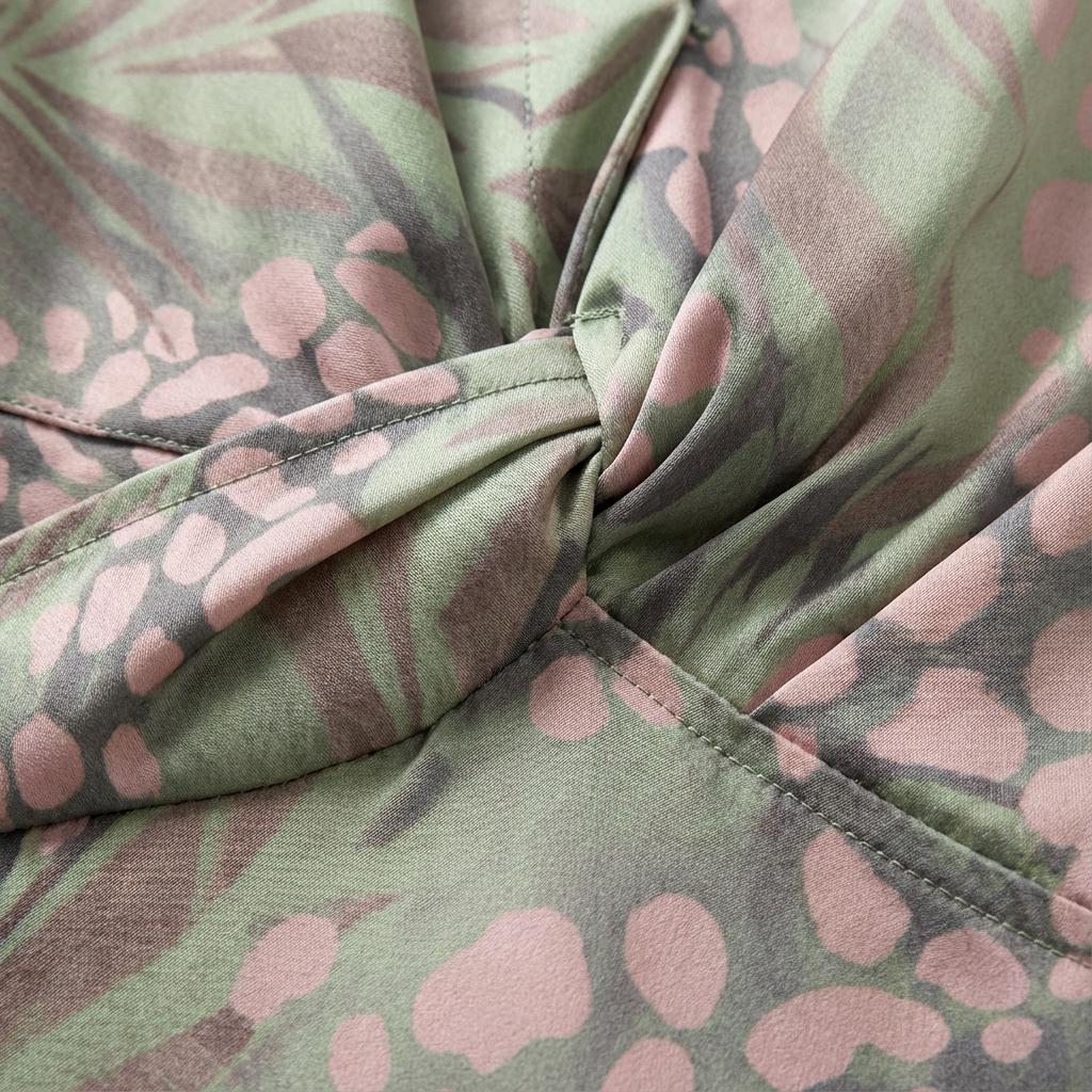 Abito midi verde aderente con scollo a V da donna