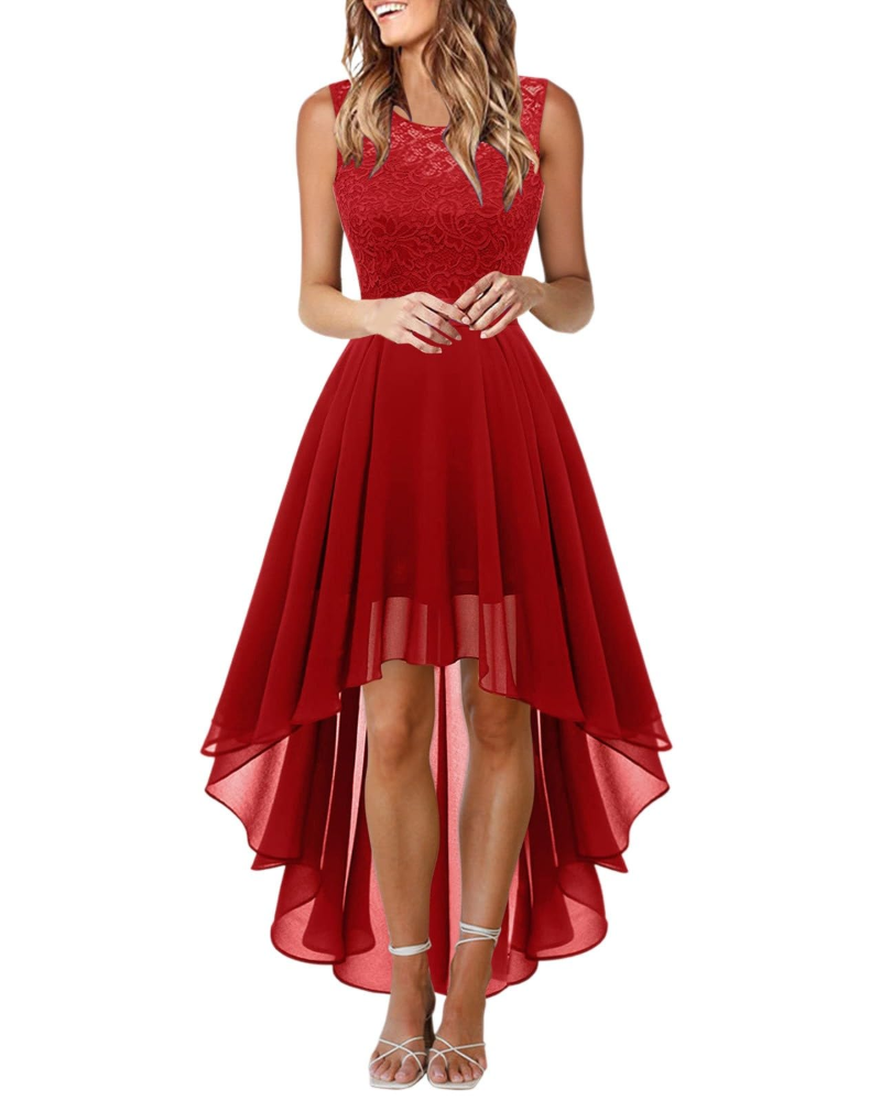 Abito Lungo da Donna Senza Maniche in Pizzo Scollo Rotondo Boho Chic Elegante