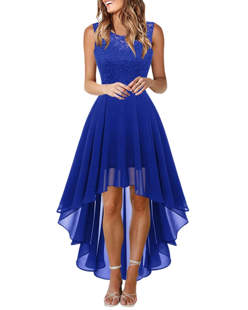 Abito Lungo da Donna Senza Maniche in Pizzo Scollo Rotondo Boho Chic Elegante